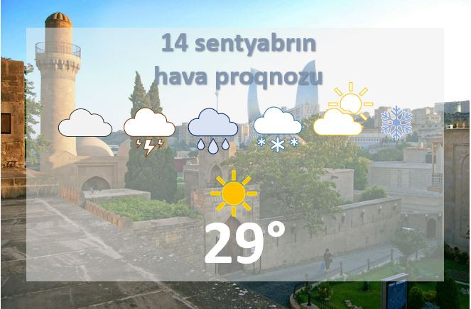 Bakıda hava: 29 dərəcə isti olacaq