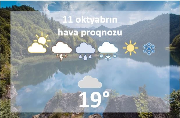 Günün havası: gecə 13-15° isti, gündüz 17-19° isti olacaq