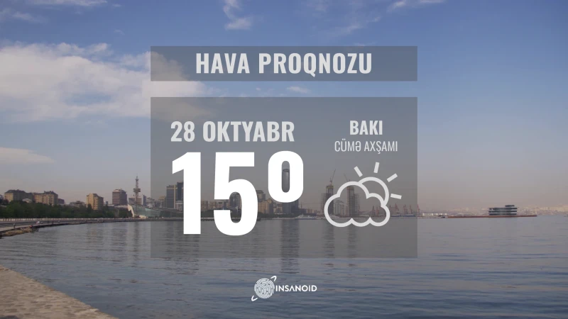 Günün hava şəraiti: 15° isti olacaq