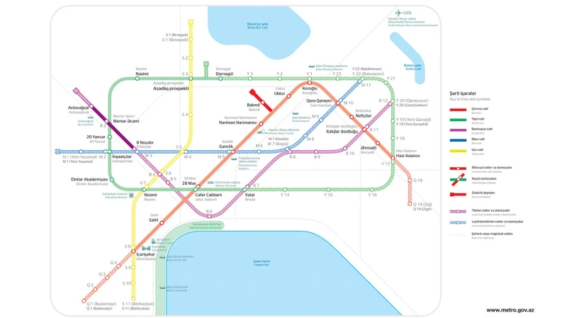 2030-cu ilədək metro stansiyalarının sayı 77-ə çatacaq XƏRİTƏ