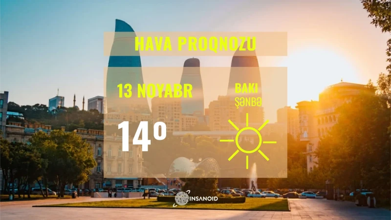 Bugün hava yağmursuz keçəcək, 14° isti olacaq