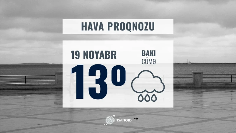 Bugün hava yağışlı keçəcək, 13° isti olacaq