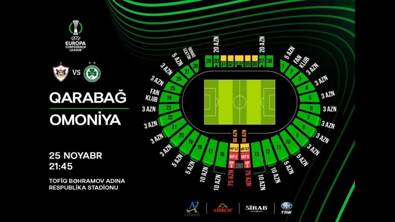 Qarabağ - Omoniya oyununa biletlər satışa çıxarılıb