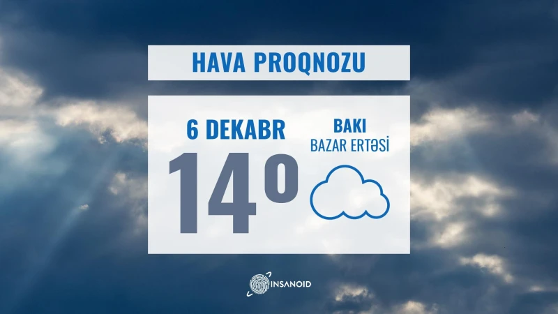 Bazar ertəsi havanın temperaturu 14° isti olacaq