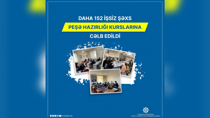 Daha 152 işsiz şəxs peşə hazırlığı kurslarına cəlb edilib