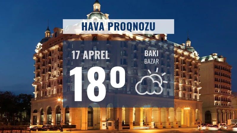 Bazar günü hava yağmursuz keçəcək: 18° isti olacaq