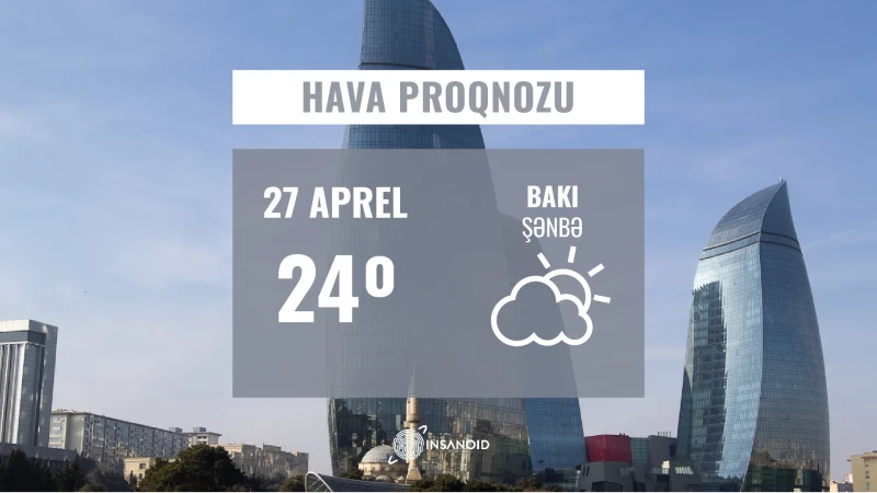 Çərşənbə günü havanın temperaturu 24° olacaq
