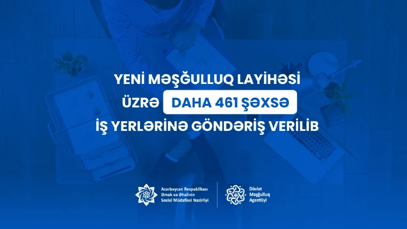 Yeni layihə üzrə daha 461 şəxsə iş yerlərinə göndəriş verilib
