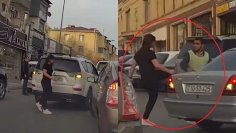 Sumqayıtda parklanma nəzarətçisini döyən qadın sürücü saxlanılıb