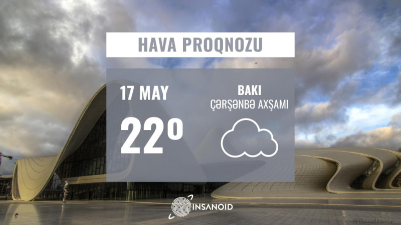 Mayın 17-də hava buludlu keçəcək