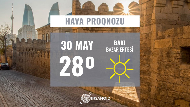 Günün hava proqnozu: 28° isti olacaq
