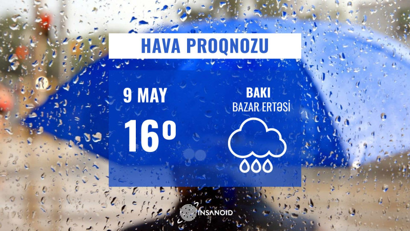 Bu gün hava yağışlı keçəcək, 16° isti olacaq