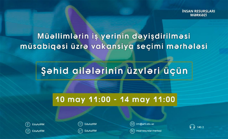 Müəllimlərin iş yerini dəyişməsi üzrə vakansiya seçimi başlayıb