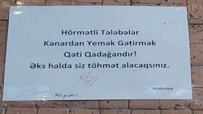 Xəzər Universitetinin bufet rəhbərliyi cəzalandırılıb