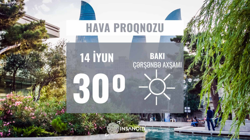 İyunun 14-nə olan hava proqnozu: 30° isti olacaq