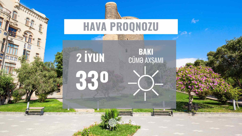İyunun 2-də Bakıda 33° isti olacaq