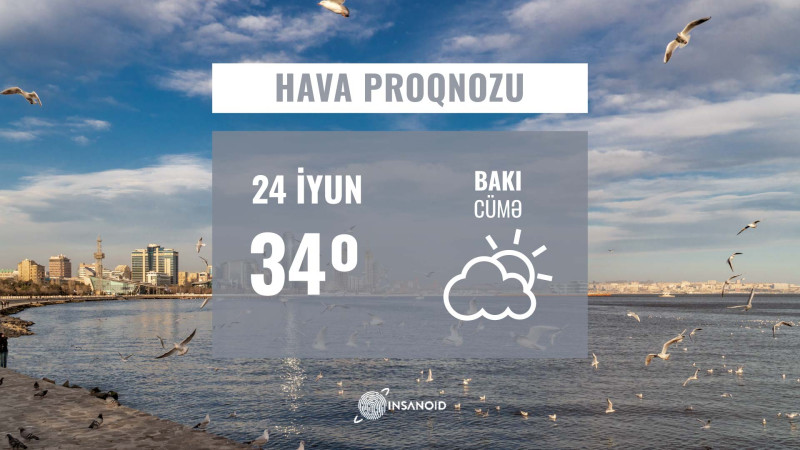 Cümə günü hava küləkli keçəcək, 34° isti olacaq