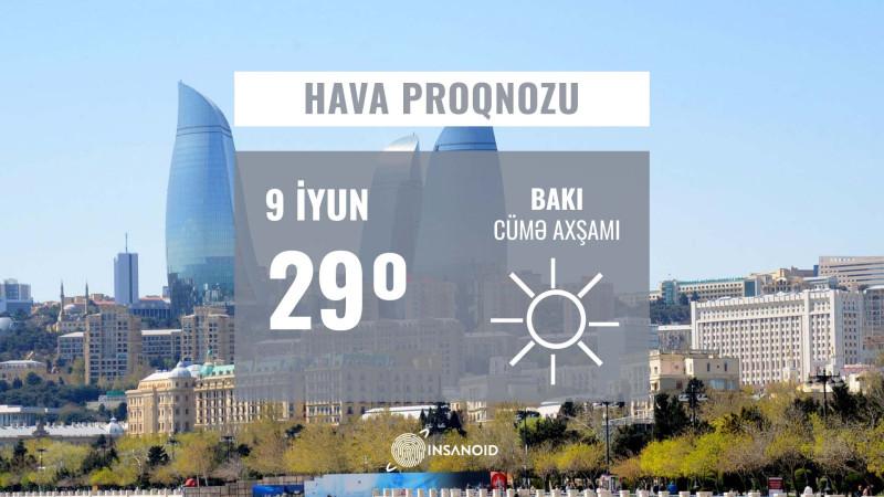 İyunun 9-na olan hava şəraiti: 29° isti olacaq