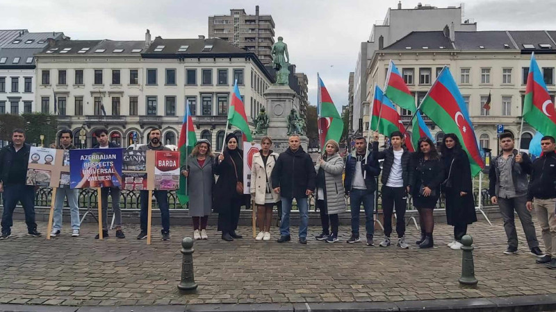 Brüsseldə Ermənistanın hərbi cinayətlərinə qarşı etiraz aksiyası keçirilib