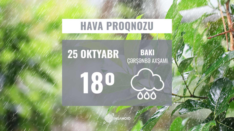 Oktyabrın 25-nə olan hava: çiskinli yağış yağacaq