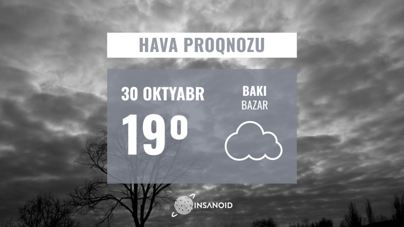 Bazar gününə olan hava: 19° isti olacaq
