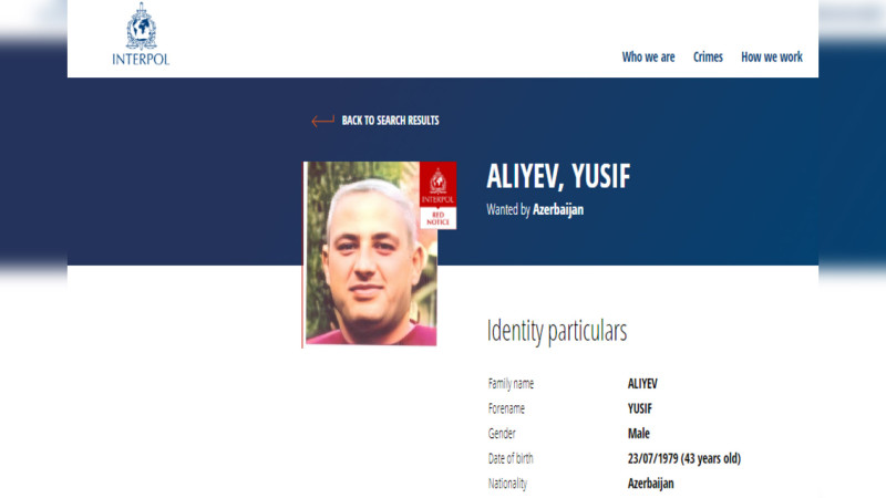Azərbaycan bu şəxsi İnterpol xətti ilə axtarır