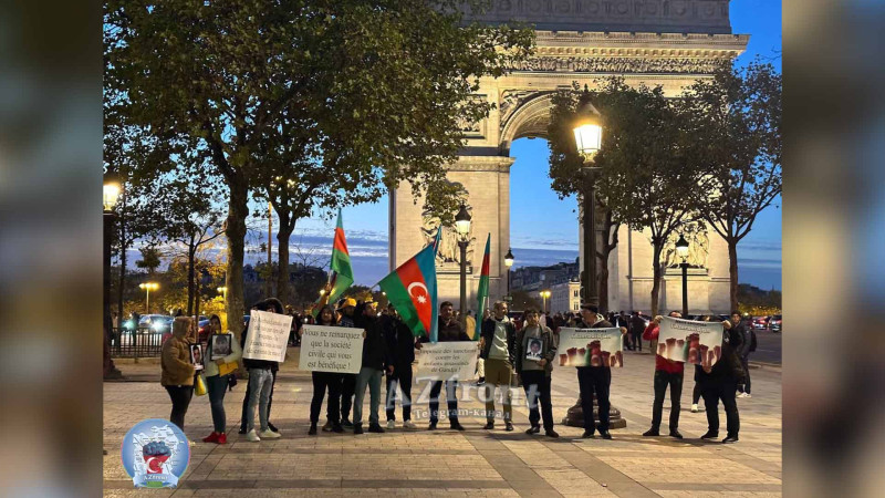 Azərbaycanlılar Parisdəki Zəfər tağının yaxınlığında Senatın qətnaməsinə qarşı daha bir aksiya keçiriblər
