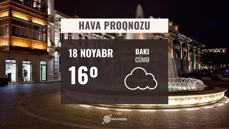 Cümə gününə olan hava:  bəzi yerlərdə duman olacaq