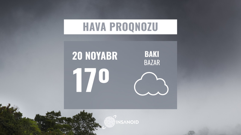 Bazar gününə olan hava: 17° isti olacaq