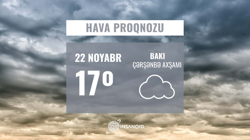 Noyabrın 22-də havanın temperaturu 17° isti olacaq
