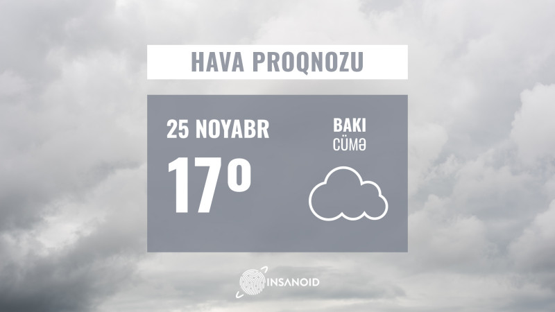 25 noyabr hava proqnozu Cümə günü 17° isti olacaq