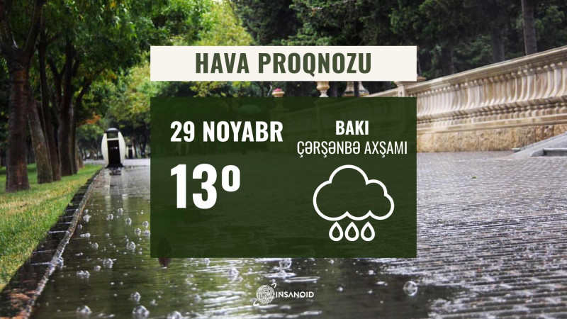 Noyabrın 29-da hava yağışlı keçəcək