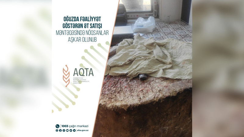 Oğuzda yerləşən ət satışı məntəqəsində nöqsanlar aşkar olunub