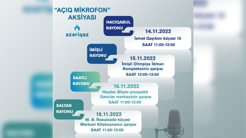 Azəriqaz İB-nin Açıq mikrofon aksiyaları keçiriləcək