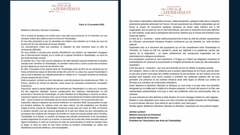 ADA prezidenti fransalı senatorları bədnam qətnaməyə səs verməməyə çağırdı