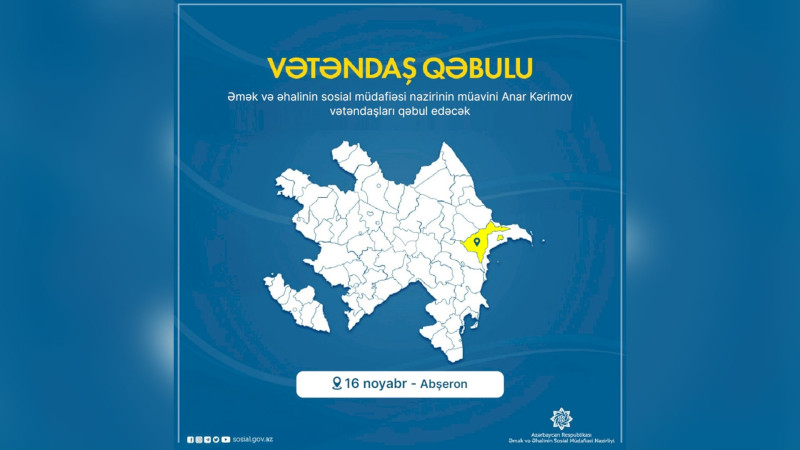 Nazir müavini Anar Kərimov vətəndaşları qəbul edəcək