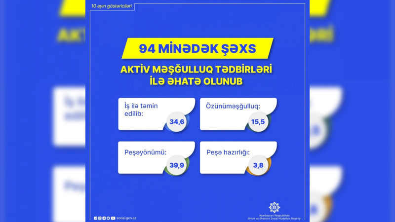 Bu il Azərbaycanda işlə təmin edilən şəxslərin sayı açıqlanıb