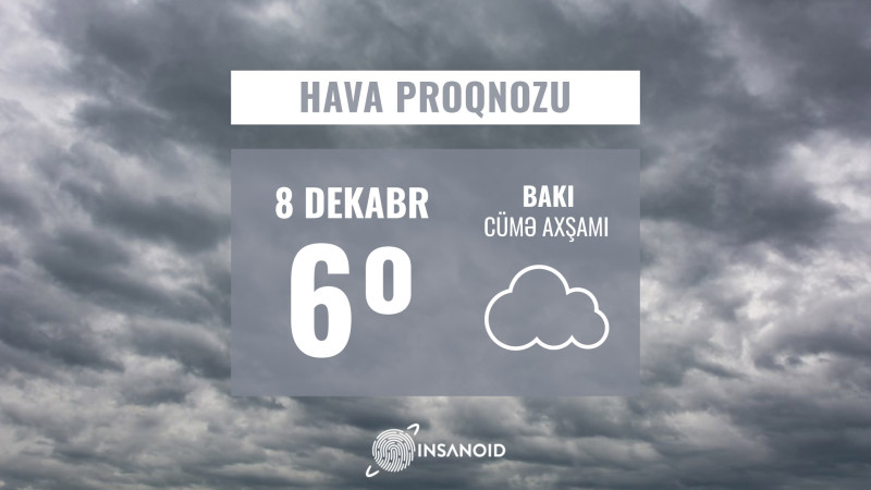 Sabah hava tutqun keçəcək, 6° isti olacaq
