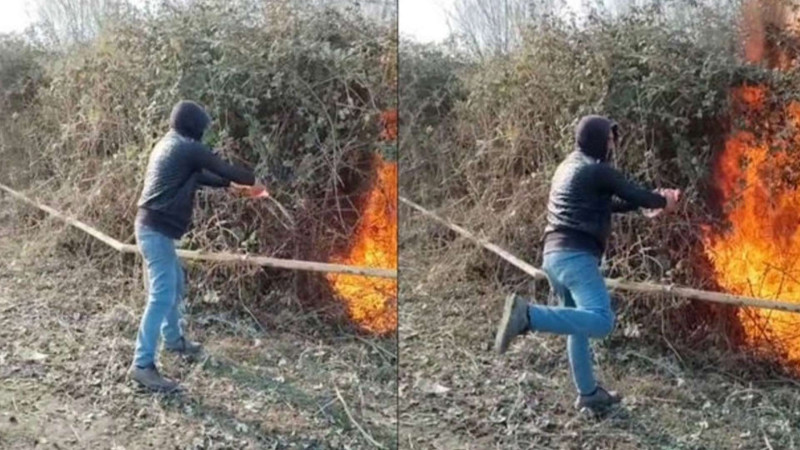 Zərdabda qaz xətti keçən ərazini yandıran şəxs saxlanılıb