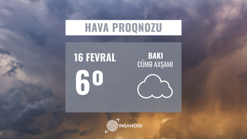 Sabah Bakıda gündüz 6° isti olacaq
