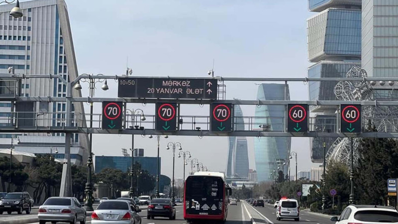 Bakıda sürət hədləri endiriləcək 14 yolda yol nişanlarının quraşdırılmasına başlanılıb