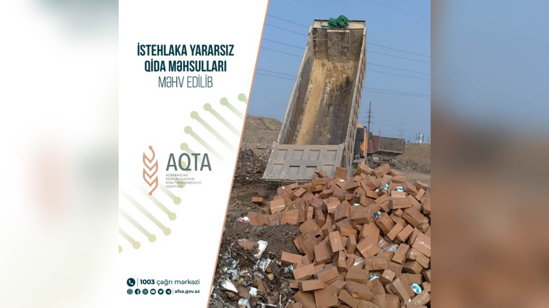 İstehlaka yararsız qida məhsulları məhv edilib