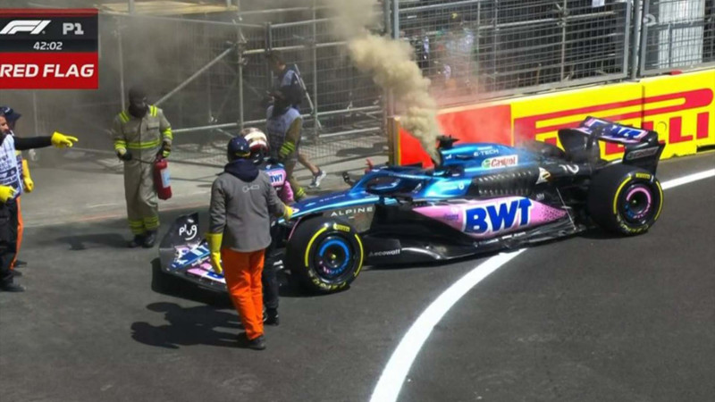 Formula 1: Fransalı pilotun avtomobili yanıb