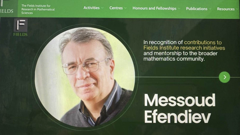Azərbaycanlı alim Kanadadakı Fields İnstitutunun ömürlük mükafatına layiq görülüb