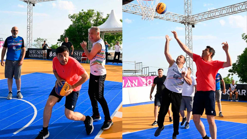 Şuşada nazirlər basketbol oynayıblar