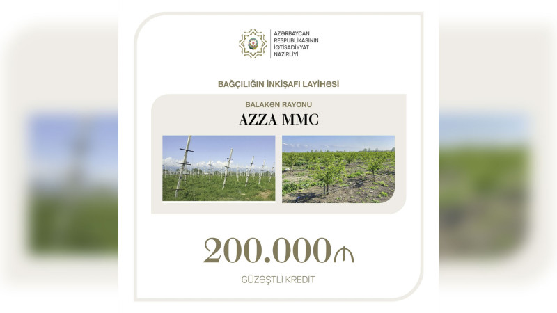Bağçılığın inkişafı layihəsinə 200 min manat güzəştli kredit verilib