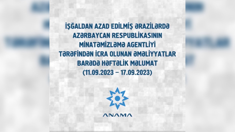 ANAMA: azad edilmiş ərazilərdə daha 19 mina aşkarlanıb