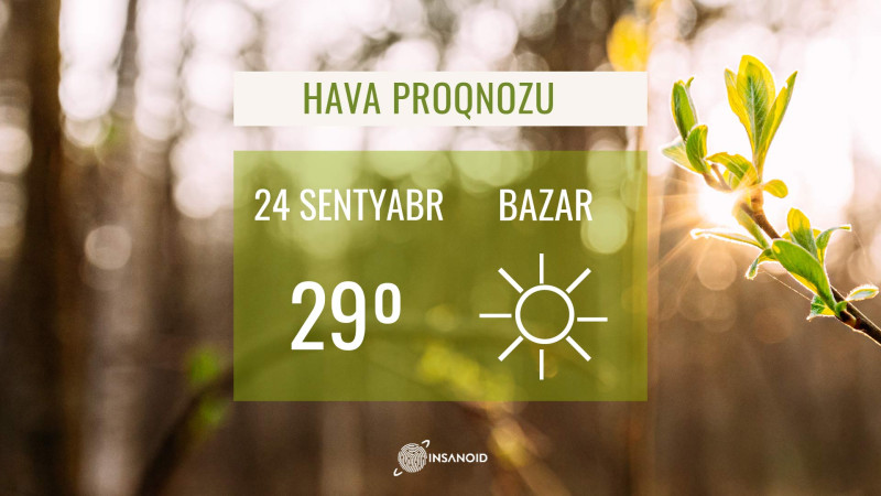 Bazar günü 29° isti olacaq