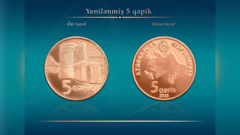 Azərbaycanda yenilənmiş 5 qəpiklik metal pul nişanları tədavülə buraxılıb