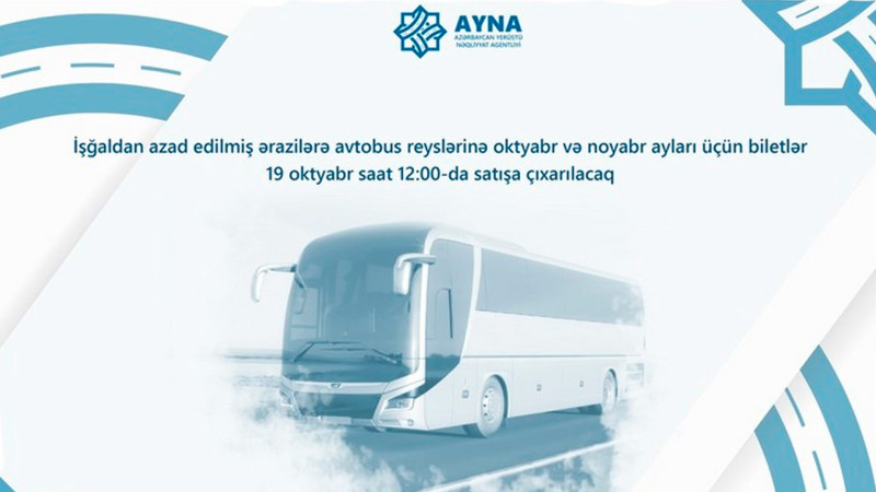 Qarabağa avtobus reyslərinə oktyabr-noyabr ayları üçün biletlər satışa çıxarılır